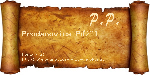 Prodanovics Pál névjegykártya
